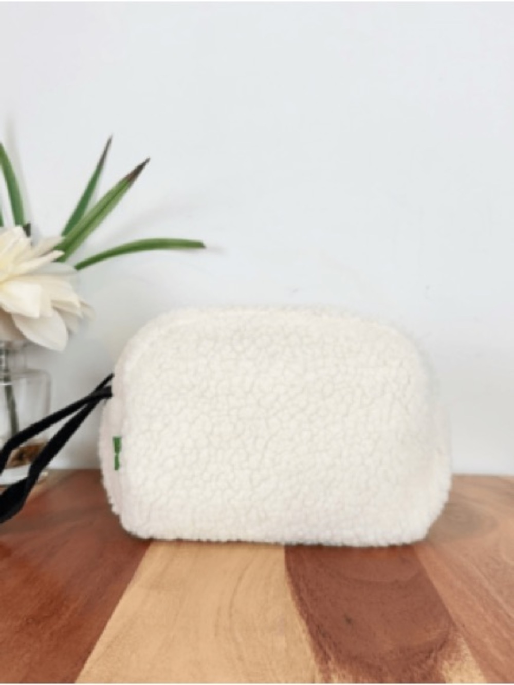 Kate Spade White Sherpa Zip Pouch